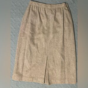 Haberdashery Wool Vintage Tan Pleated Midi Skirt